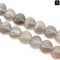 Translucent grey heart-shaped natural stone beads with smooth finish for DIY jewelry - 16mm / Grey Agate