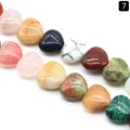 Mix of 16mm heart-shaped natural semi-precious stone beads for DIY jewelry making - 16mm / Rainbow Stone
