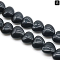 Polished 16mm black heart-shaped onyx stone beads for DIY jewelry making - 16mm / Obsidian
