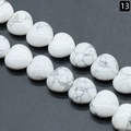 White howlite heart-shaped beads with grey marble veins for DIY jewelry making - 16mm / Howlite