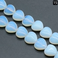 Polished 16mm opal heart beads in milky white with blue tint for DIY jewelry making - 16mm / Synthetic Opal