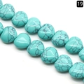 Blue turquoise style heart shaped beads for DIY jewelry with black natural vein texture - 16mm / Synthetic Blue Turquoise