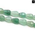 Strand of green faceted aventurine quartz teardrop loose beads for DIY jewelry making - Green Aventurine