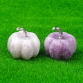 Handcrafted purple amethyst pumpkin stones with silver stems for home decor - Lilac Stone (1445) / 30mm