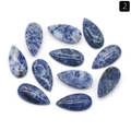 Set of 11 teardrop blue sodalite cabochons with natural white vein patterns - Sodalite
