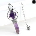Amethyst Merkaba crystal pendulum necklace with silver hex pillar and chain - Amethyst