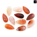 Polished teardrop-shaped natural red agate gemstone cabochons with unique patterns - Red Agate