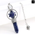 Lapis lazuli hexagram crystal pendant with silver metal chain for spiritual healing - Lapis Lazuli