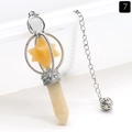 Natural yellow crystal hexagram Merkaba pendulum pendant with silver chain and bead - Yellow Jade