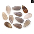 Polished teardrop agate gemstones in grey, brown and milky white for jewelry DIY - Grey Agate