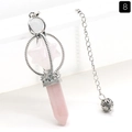 Handcrafted rose quartz Merkaba star pendulum with hexagonal crystal prism and silver chain - Rose Quartz