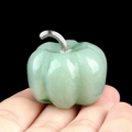 Miniature natural light green crystal pumpkin decor with silver stem detail - Green Aventurine (1445) / 30mm