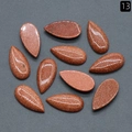 Red Goldstone teardrop cabochon with shimmering metallic sparkles for DIY jewelry making - Gold Sand Stone (Synthetic)