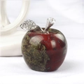 Dragon blood stone apple ornament with silver rhinestone leaf for home decor - Dragon Blood Stone
