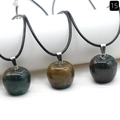 20mm natural agate apple pendants with black cord necklaces in various polished colors - 20mm Indian Agate