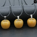 Three apple-shaped yellow natural stone pendants with black woven cords for necklaces - 20mm Yellow Jade