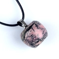 Natural rhodonite crystal apple pendant with black cord for Christmas DIY jewelry - 20mm Rhodonite