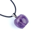 20mm natural amethyst apple pendant with a black woven cord necklace and silver clasp - 20mm Amethyst