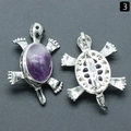 Broche colgante de tortuga con piedra de cristal púrpura y acabado de metal plateado - Estilo Tortuga / Amatista Tortuga