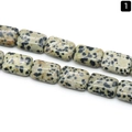Polished rectangle Dalmatian Jasper gemstone beads for DIY jewelry making crafts - 13x18mm / Dalmatian Jasper