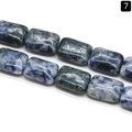 Flat rectangular mixed blue natural stone bead with polished surface for jewelry DIY - 13x18mm / Sodalite