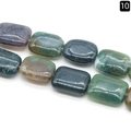 Flache rechteckige Moosachat-Edelsteinperlen für DIY-Schmuck mit grüner Textur - 13x18mm / Indischer Achat