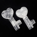 Polished milky white crystal heart-shaped key ornaments with natural icy textures - White Crystal