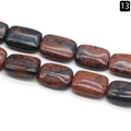 Flache rechteckige Mahagoni-Obsidian-Perlen mit polierter Textur für die Schmuckherstellung - 13x18mm / Mahagoni-Obsidian