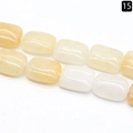 Flache rechteckige Achatperlen aus Naturstein in Hellgelb und Weiß für Schmuck - 13x18mm / Gelbe Jade