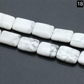 Flache rechteckige weiße Türkisperlen mit grauer Marmortextur für DIY-Schmuckherstellung - 13x18mm / Howlith