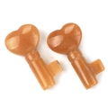 Set of two orange-brown carnelian crystal heart key carvings with smooth oil luster - Yellow Jade