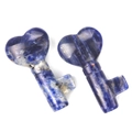Polished heart-shaped natural sodalite stone key ornaments with blue marble texture - Blue Sodalite