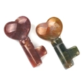 Hand-carved heart-shaped natural crystal and agate key ornaments with polished finish - India Agate