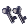 Pair of blue sandstone heart-shaped key carvings with sparkling starry stone texture - Blue Sand Stone (Synthetic)