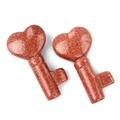 Red goldstone crystal heart-shaped key carvings with sparkling metallic flecks - Gold Sand Stone (Synthetic)