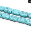 Flache rechteckige blaue Türkisperlen mit natürlichen Adern für DIY-Schmuck - 13x18mm / Blauer Türkis (Synthetisch)