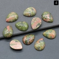 Polished Unakite teardrop cabochons with green and pink patterns for DIY jewelry - Unakite