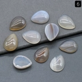 Polished natural agate teardrop cabochons in grey and brown for jewelry inlaying - Grey Agate