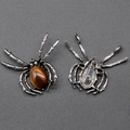 Vintage spider brooch pendant featuring a Tiger Eye gemstone and antique alloy finish - Tiger's Eye