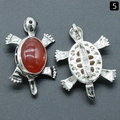 Spilla ciondolo a forma di tartaruga con pietra rossa e base in lega argentata - Stile Tartaruga / Agata Rossa Tartaruga