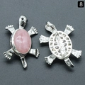 Spilla e ciondolo a tartaruga in cristallo rosa con lega d'argento e doppio design - Stile Tartaruga / Quarzo Rosa Tartaruga