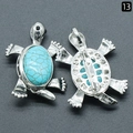 Spilla e ciondolo a tartaruga in argento con intarsio in turchese, modello numero 13 - Stile Tartaruga / Turchese Blu Sintetico Tartaruga