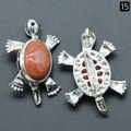 Spilla e ciondolo a tartaruga in argento con gemma ovale in pietra del sole marrone - Stile Tartaruga / Pietra del Sole Sintetica Tartaruga