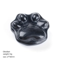 Polished black obsidian cat paw gemstone figurine, size 27x30mm and weight 14g - Obsidian
