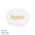 Handheld oval clear quartz palm stone engraved with golden Happiness lettering - Oval (45mm) / Happiness (White Crystal)