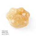 Polished yellow natural crystal cat paw stone carving, 27x30mm DIY mineral ornament - Yellow Jade