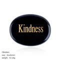 Oval black obsidian kindness engraved worry stone measuring 35x45mm and weighing 16-26g - Oval (45mm) / Kindness (Obsidian)