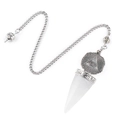 Natural opal crystal pendulum with silver All-Seeing Eye charm for yoga and divination - Rose Quartz