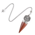 Polished brown goldstone pendulum pendant with silver-tone All-Seeing Eye yoga charm - Goldstone (Synthetic)