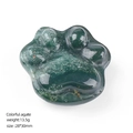 Natural dark green colorful agate cat paw carving with unique mineral textures - India Agate